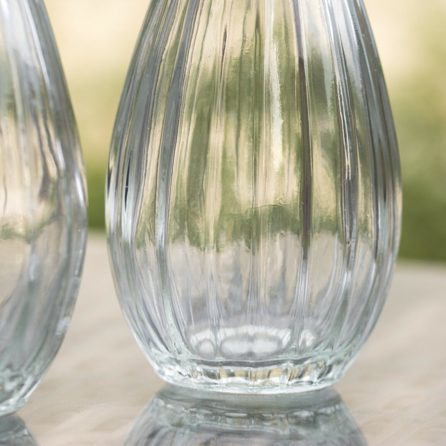 Set of 3 Small Vintage Glass Bud Vases 14.5cm Tall