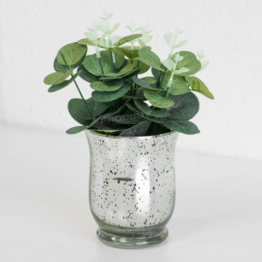Small 22cm Artificial Eucalyptus with Silver Pot