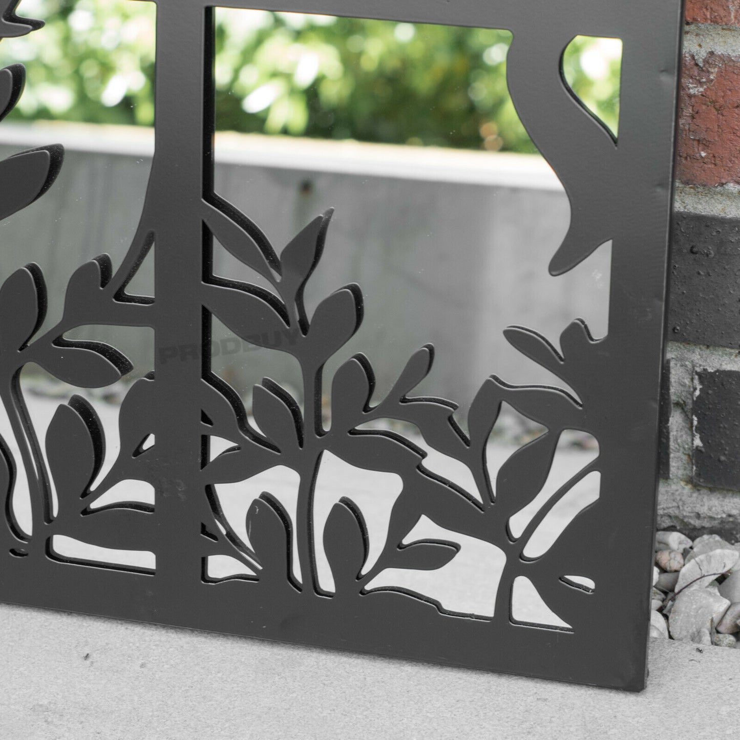 Cat 60cm Arch Black Metal Garden Mirror