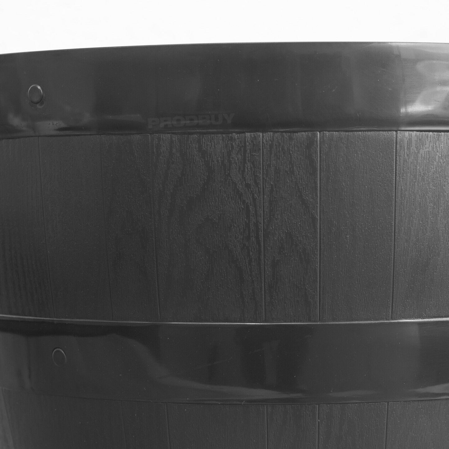 Set of 2 Black Round Barrel Planters 34cm