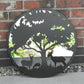Stags & Tree Round 50cm Black Metal Garden Mirror