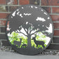 Stags & Tree Round 50cm Black Metal Garden Mirror