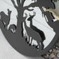 Stags & Tree Round 50cm Black Metal Garden Mirror