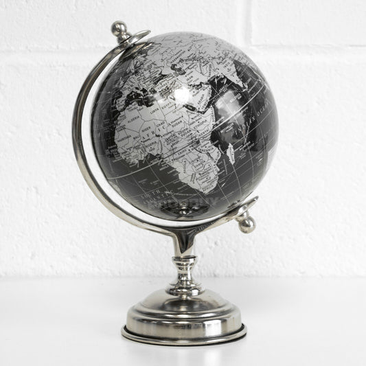 Black & Silver 27.5cm Globe Ornament