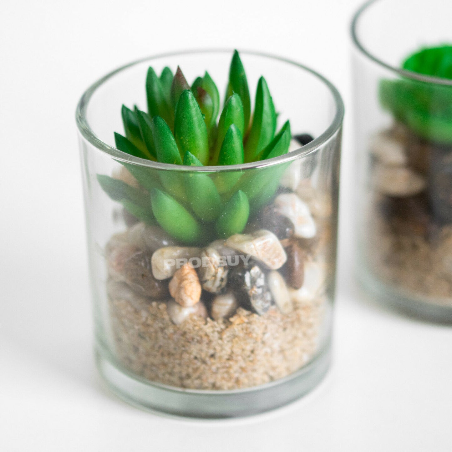 Set of 4 Small Artificial Succulents In Clear Pots