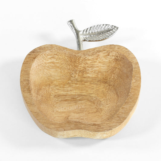 Decorative Wooden Apple Shape Trinket Tray 16cm