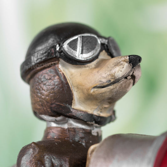 Dog In Retro Racing Car 29.5cm Resin Ornament