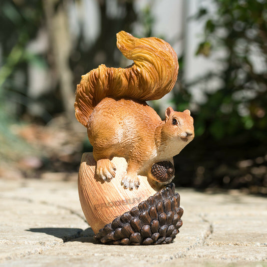 Squirrel on Acorn Small Resin Garden Ornament
