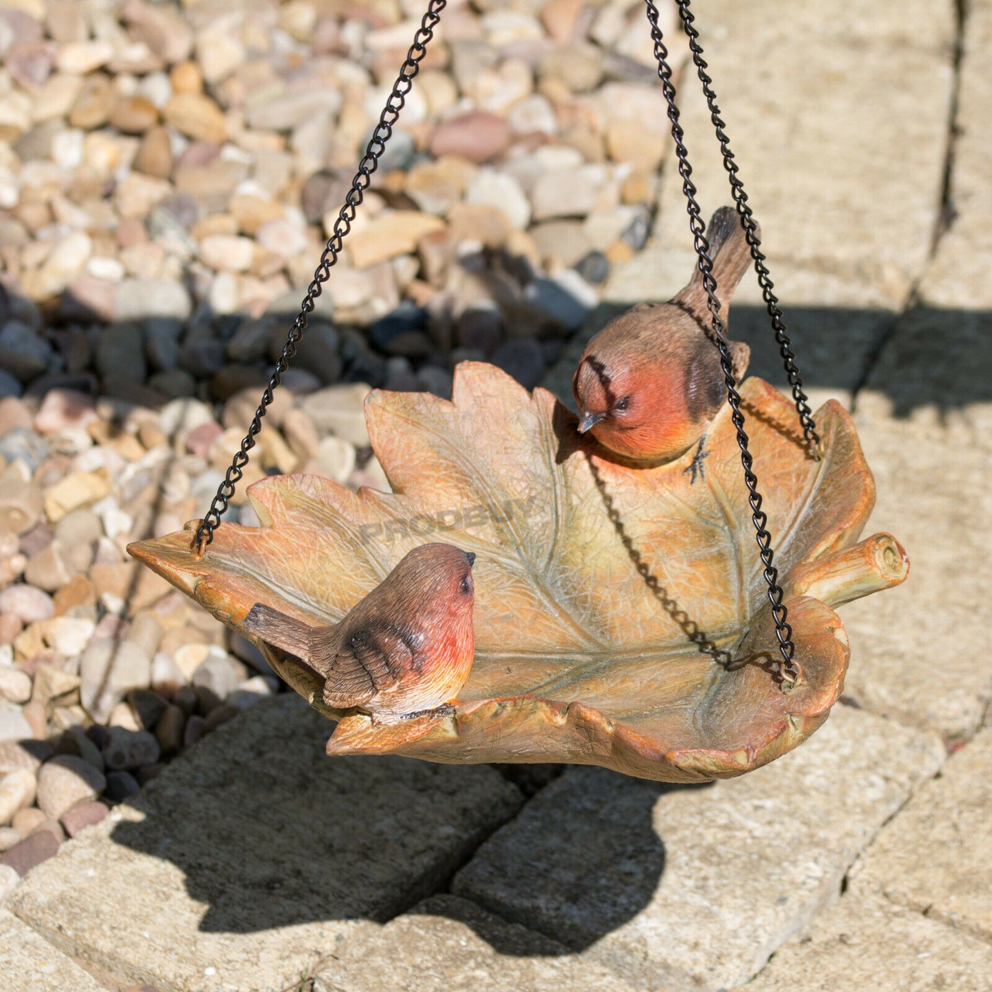 Hanging Robins Bird Feeder Resin Leaf Shaped Seed Station Tray