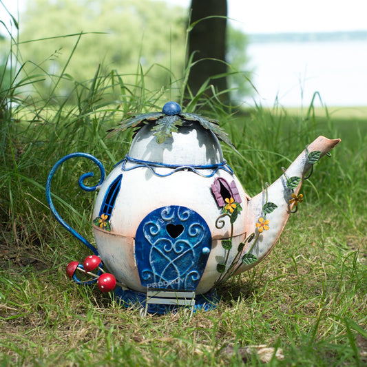 Magic Fairy Garden Teapot Metal Ornament